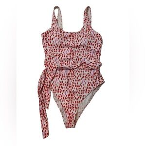 SHEIN Women’s One piece Swimsuit Pink Red White 
Size XL NWOT
